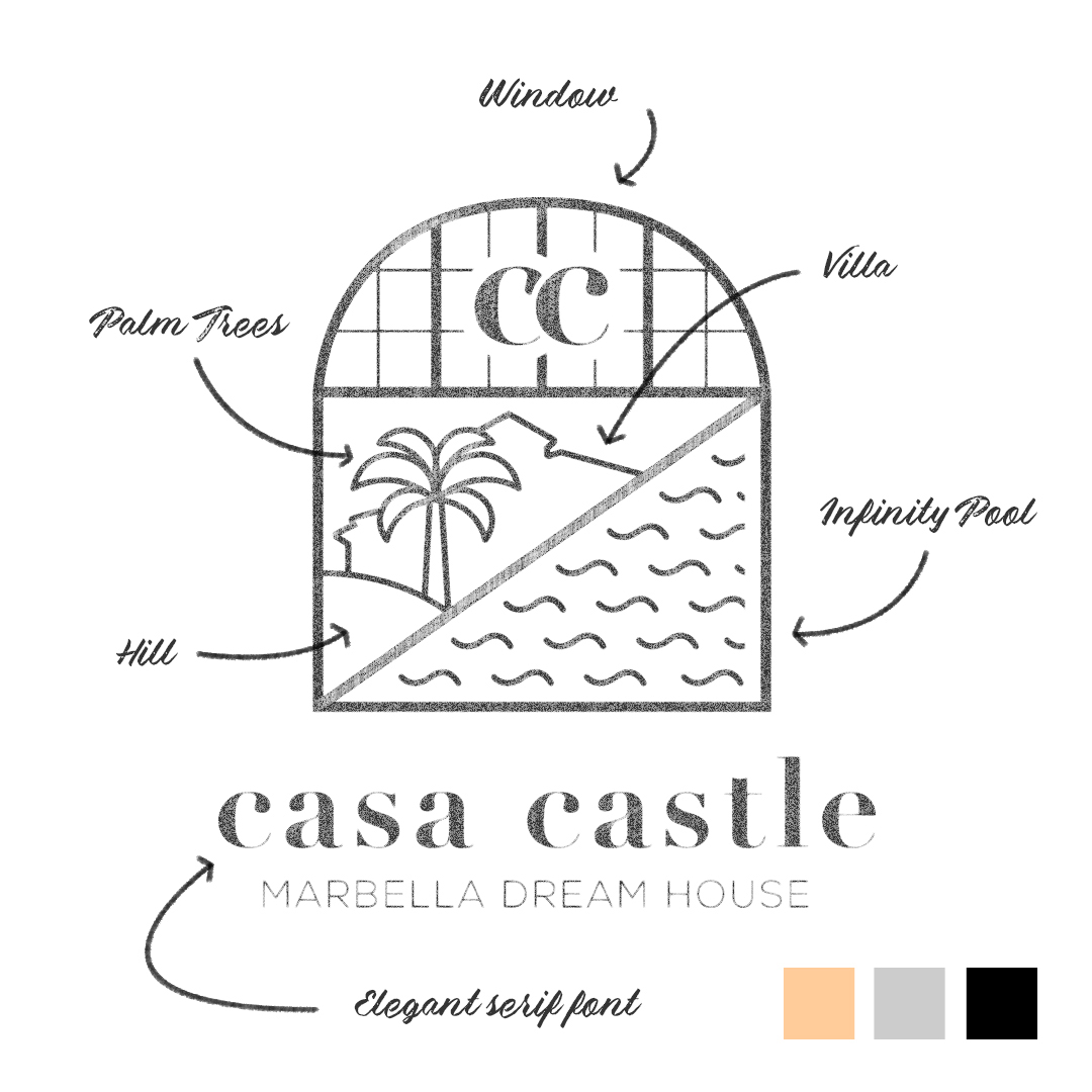 casa castle badge sketch